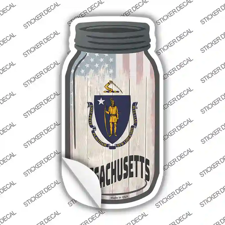 Massachusetts | USA Flag Novelty Mason Jar Sticker Decal Small