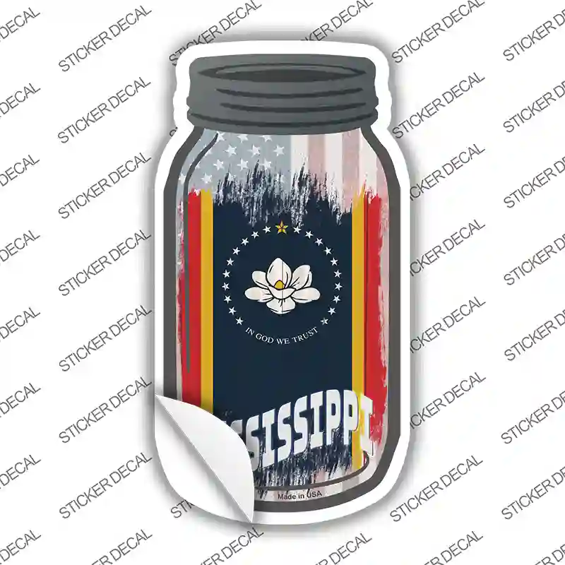 Mississippi | USA Flag Novelty Mason Jar Sticker Decal Small