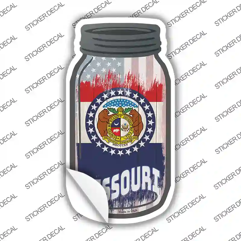 Missouri | USA Flag Novelty Mason Jar Sticker Decal Small