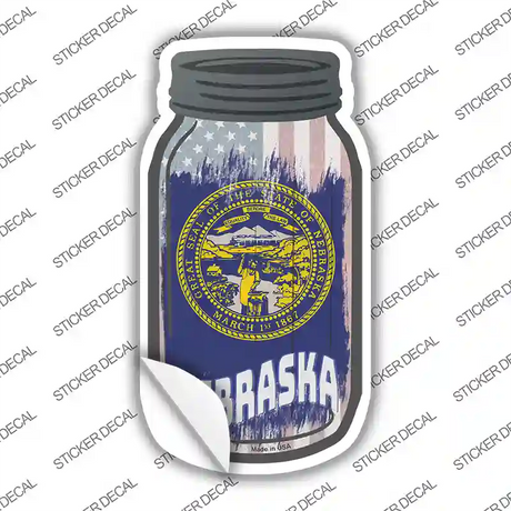 Nebraska | USA Flag Novelty Mason Jar Sticker Decal Small