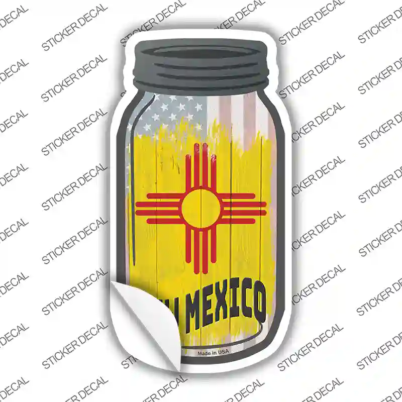 New Mexico | USA Flag Novelty Mason Jar Sticker Decal Small