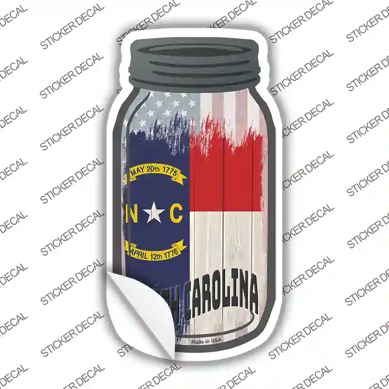 North Carolina | USA Flag Novelty Mason Jar Sticker Decal
