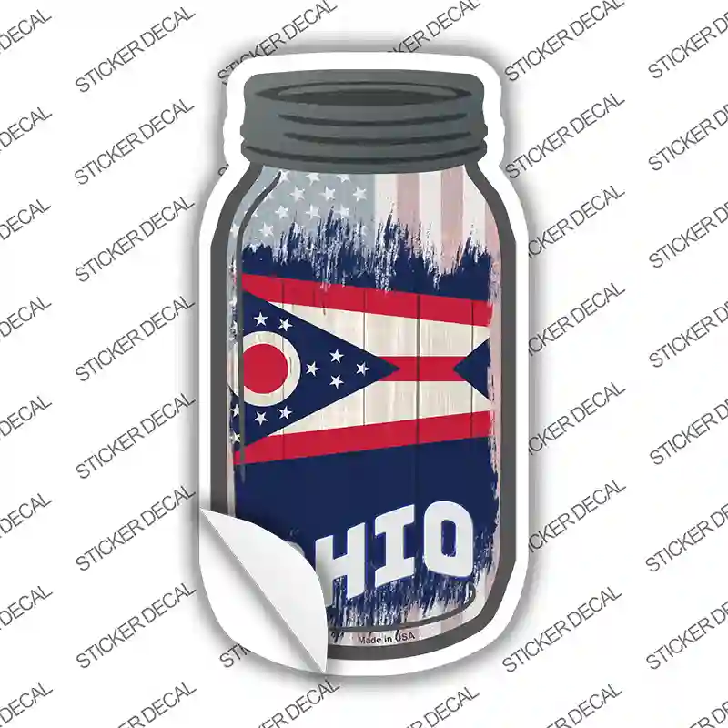 Ohio | USA Flag Novelty Mason Jar Sticker Decal Small