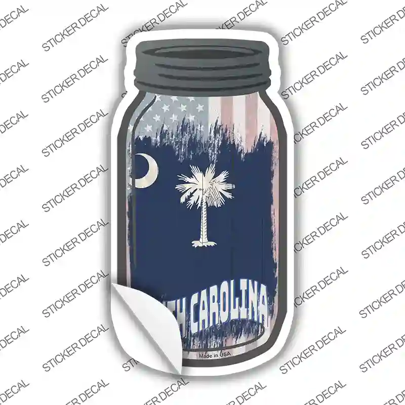 South Carolina | USA Flag Novelty Mason Jar Sticker Decal Small