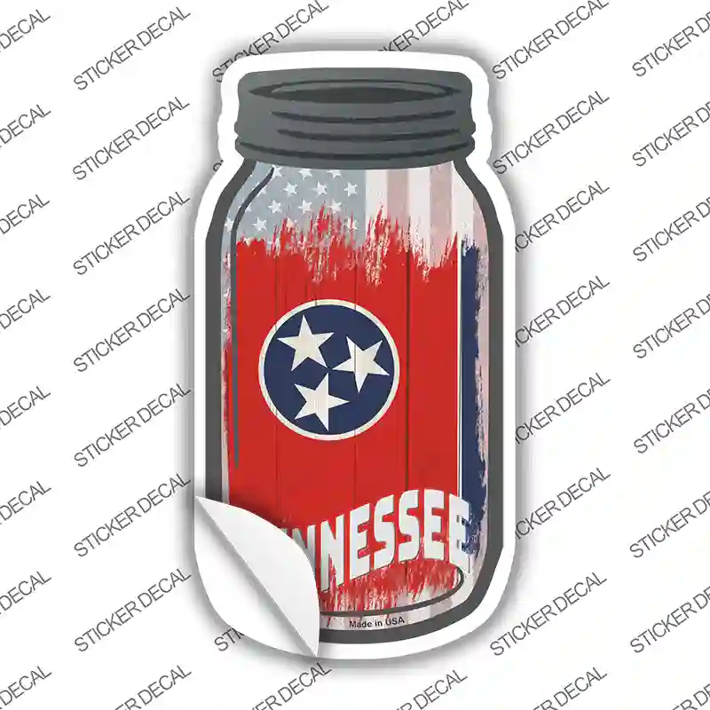 Tennessee | USA Flag Novelty Mason Jar Sticker Decal Small