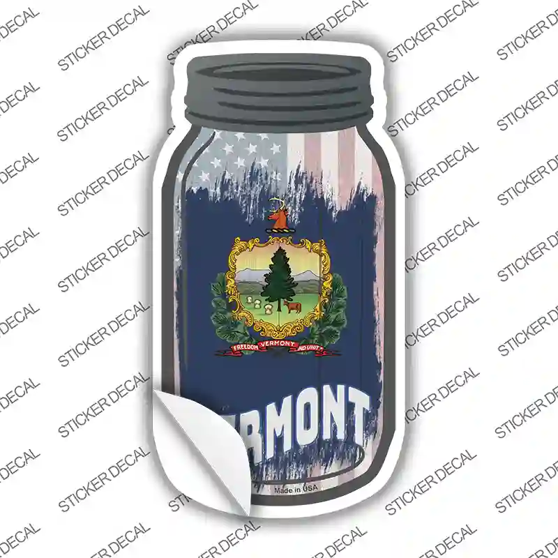 Vermont | USA Flag Novelty Mason Jar Sticker Decal Small