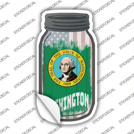 Washington | USA Flag Novelty Mason Jar Sticker Decal Small