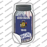 Wisconsin | USA Flag Novelty Mason Jar Sticker Decal Small