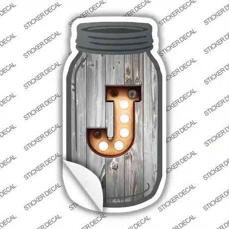 J Bulb Lettering Novelty Mason Jar Sticker Decal