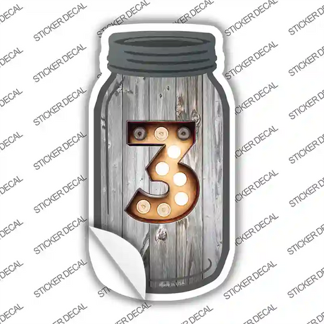 3 Bulb Lettering Novelty Mason Jar Sticker Decal