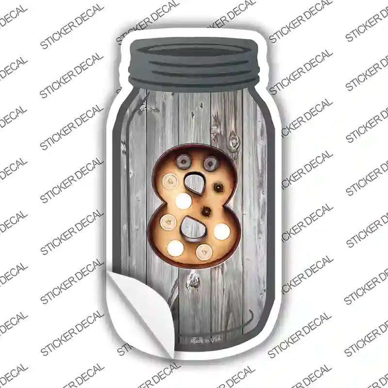 8 Bulb Lettering Novelty Mason Jar Sticker Decal