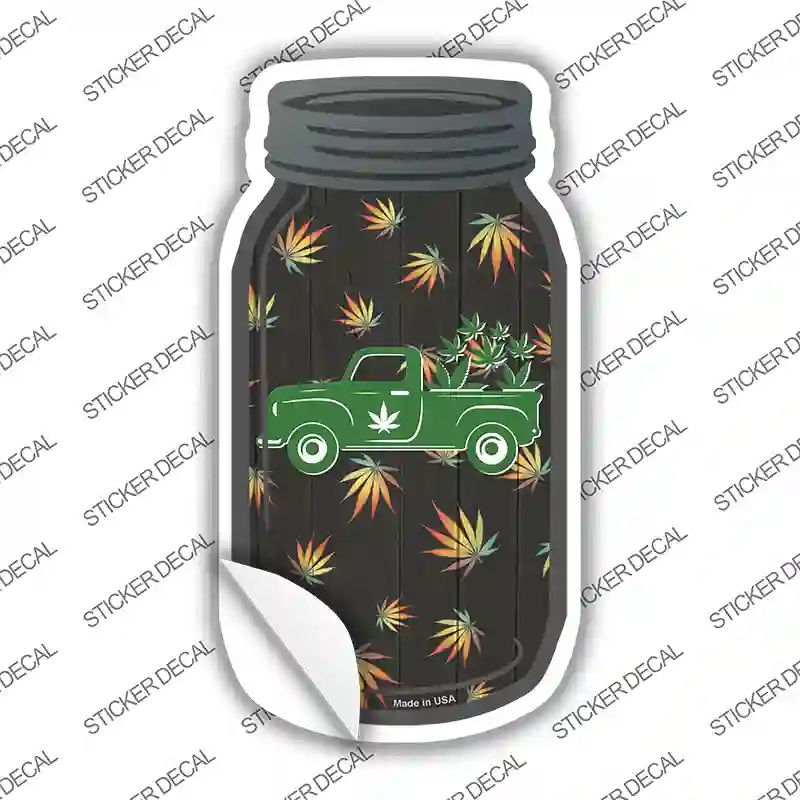 Weed Truck Novelty Mason Jar Sticker Decal Small