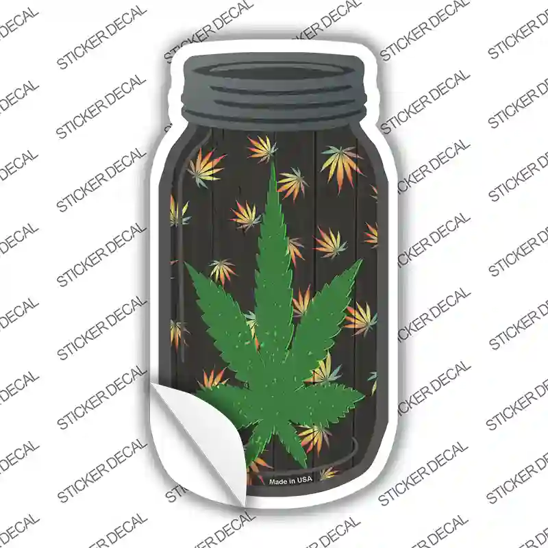 Pot Leaf Novelty Mason Jar Sticker Decal Small