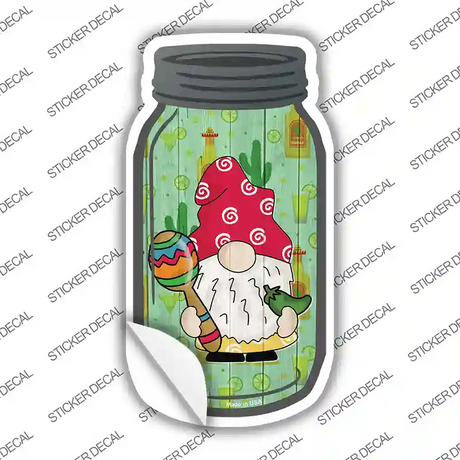 Gnome With Maracca Novelty Mason Jar Sticker Decal Small