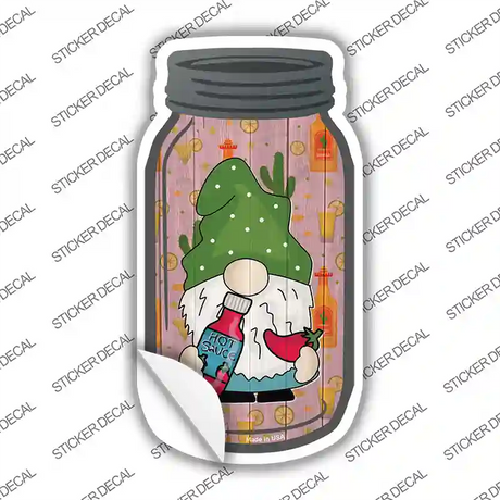 Gnome With Hot Sauce Novelty Mason Jar Sticker Decal Small