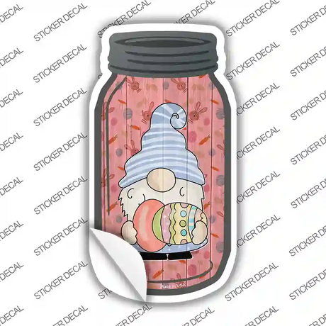 Gnome With Red Egg Novelty Mason Jar Sticker Decal Small