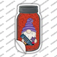 Gnome With Blue Crayon Novelty Mason Jar Sticker Decal Small