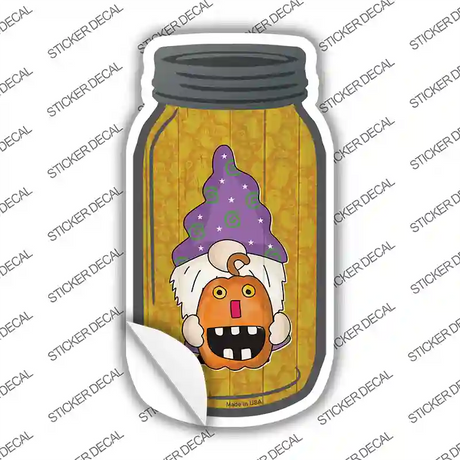 Gnome With Pumpkin Novelty Mason Jar Sticker Decal Small