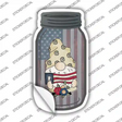 Gnome With American Flag and Flowers Novelty Mason Jar Sticker Decal Small