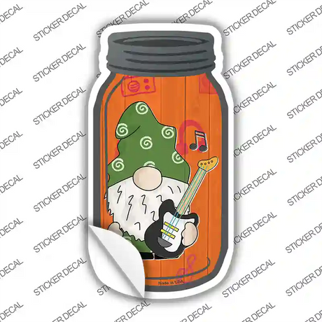 Gnome With Electric Guitar Novelty Mason Jar Sticker Decal Small