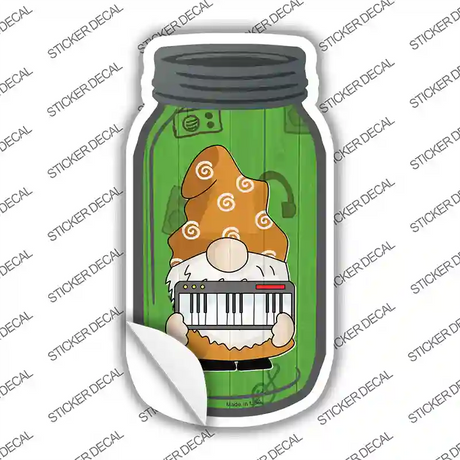 Gnome With Piano Novelty Mason Jar Sticker Decal Small