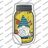 Gnome Playing Volleyball Novelty Mason Jar Sticker Decal Small