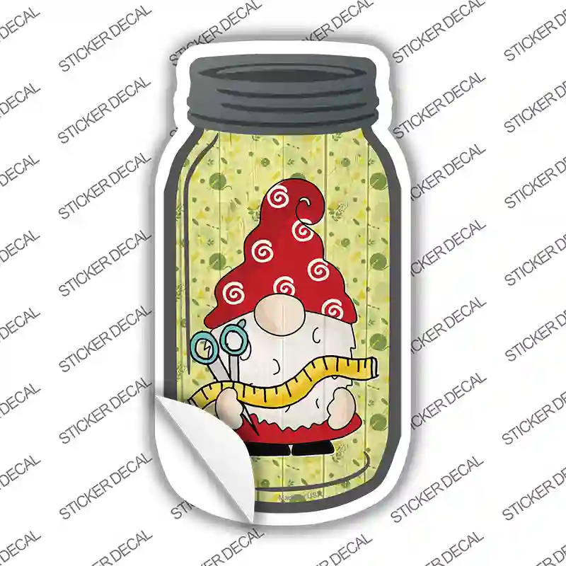 Gnome With Ruler Novelty Mason Jar Sticker Decal