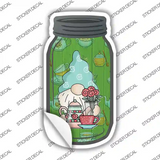 Gnome With Teapot and Flowers Novelty Mason Jar Sticker Decal Small