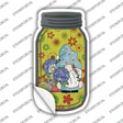 Gnome With Blue Flowers Novelty Mason Jar Sticker Decal Small