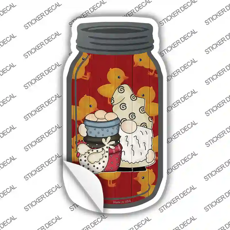 Gnome With Eggs Red Novelty Mason Jar Sticker Decal Small