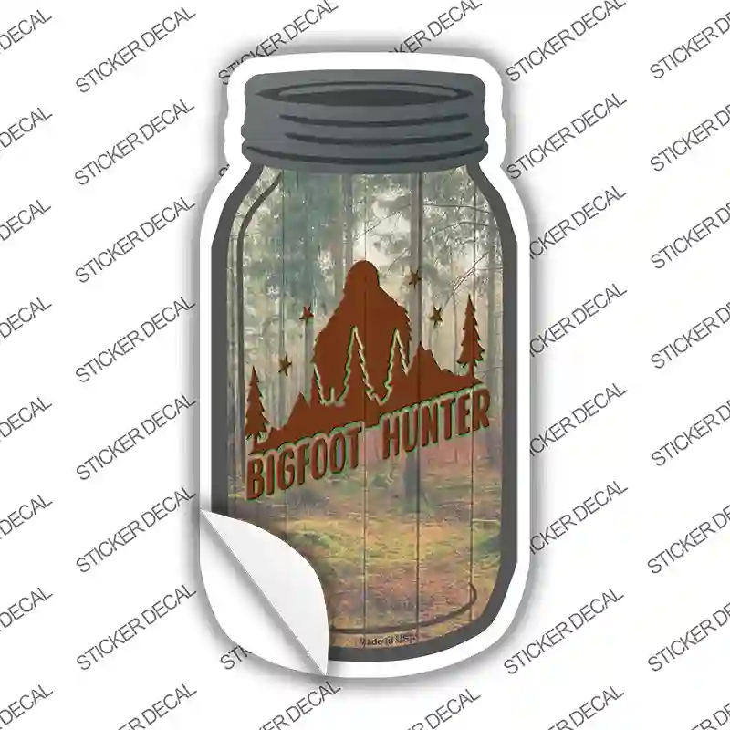 Bigfoot Hunter Woods Novelty Mason Jar Sticker Decal Small