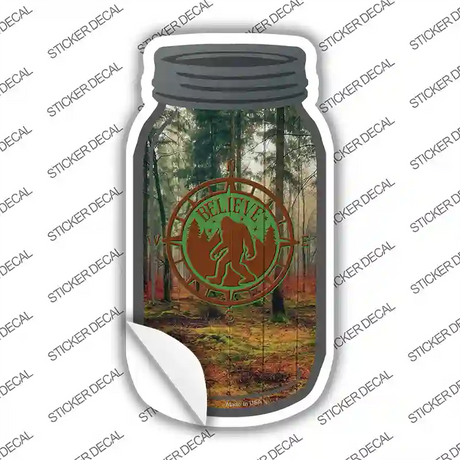 Believe Bigfoot Compass Novelty Mason Jar Sticker Decal Small