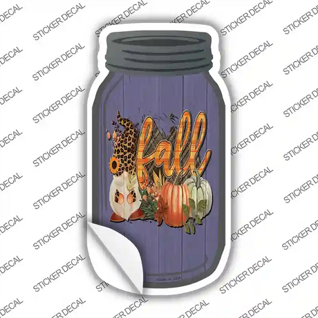 Gnome Fall Purple Novelty Mason Jar Sticker Decal Small