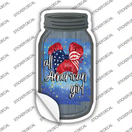 All American Girl Buns Grey Novelty Mason Jar Sticker Decal Small