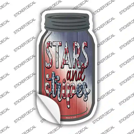 Stars And Stripes Red White Blue Novelty Mason Jar Sticker Decal Small