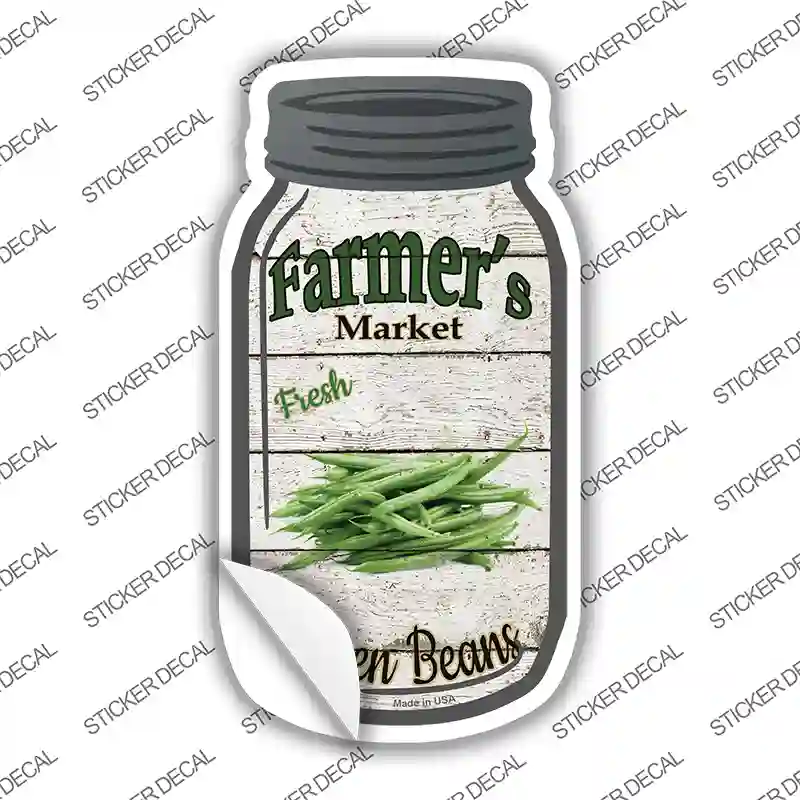 Green Beans Farmers Market Novelty Mason Jar Sticker Decal Small