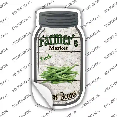 Green Beans Farmers Market Novelty Mason Jar Sticker Decal Small