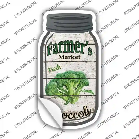 Broccoli Farmers Market Novelty Mason Jar Sticker Decal Small