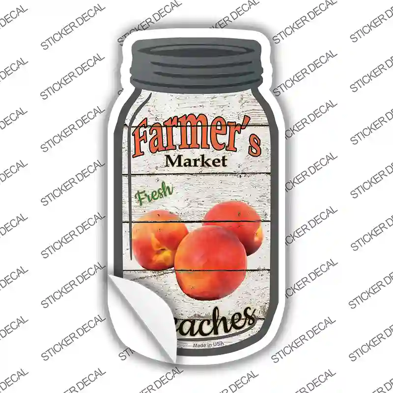 Peaches Farmers Market Novelty Mason Jar Sticker Decal Small