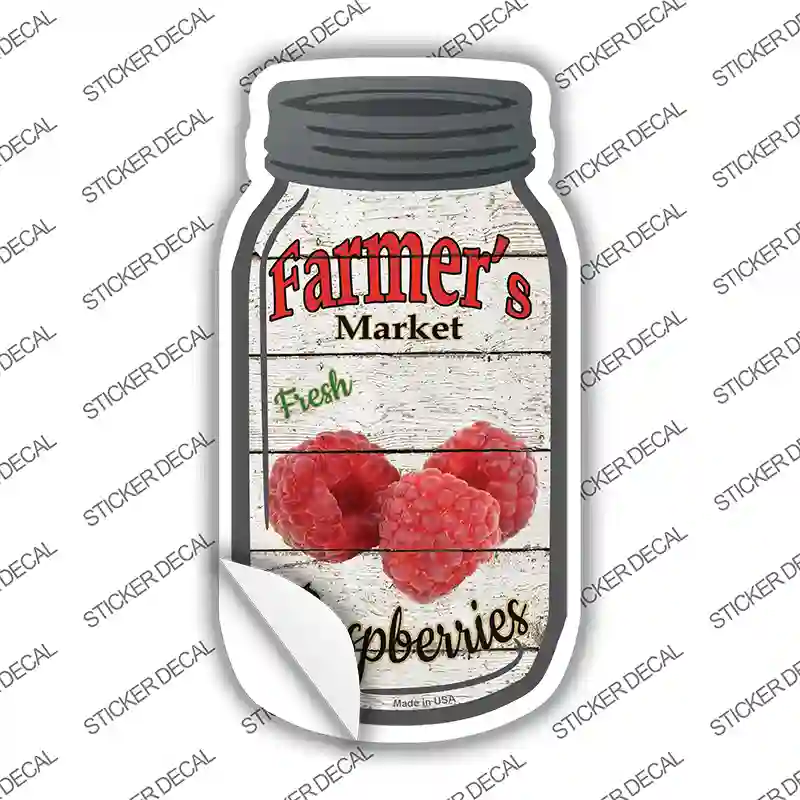 Raspberries Farmers Market Novelty Mason Jar Sticker Decal Small