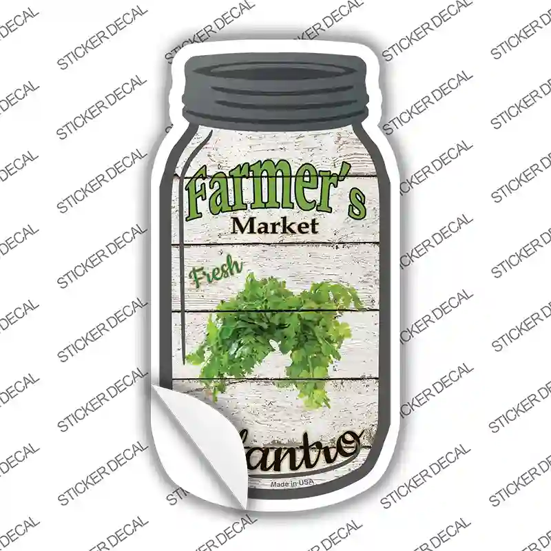 Cilantro Farmers Market Novelty Mason Jar Sticker Decal