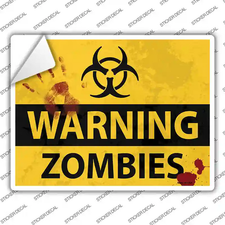 Warning Zombies Novelty Rectangle Sticker Decal Small