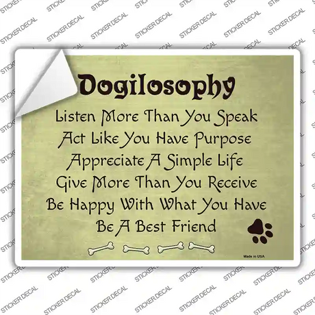 Dogilosophy Novelty Rectangle Sticker Decal Small