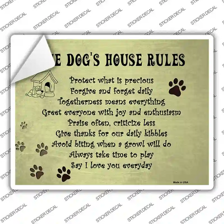 Dog House Rules Novelty Rectangle Sticker Decal Small