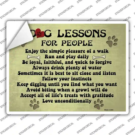 Dog Lessons Novelty Rectangle Sticker Decal Small