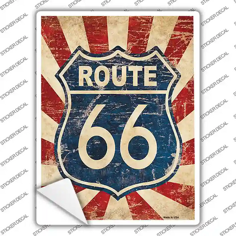 Vintage Route 66 Novelty Rectangle Sticker Decal Small