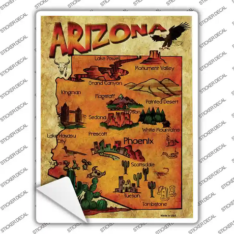 Arizona Map Novelty Rectangle Sticker Decal