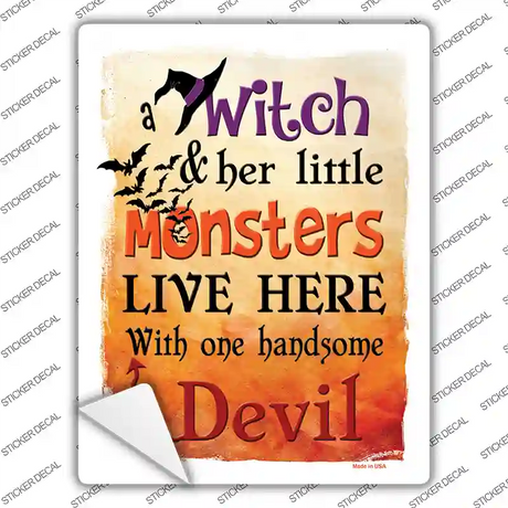 Witch Monsters Devil Novelty Rectangle Sticker Decal Small