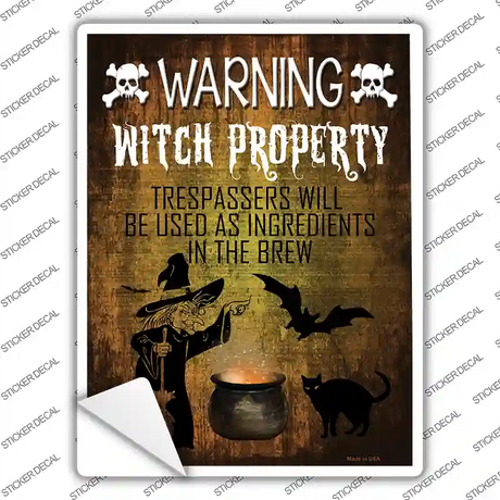 Witch Property Novelty Rectangle Sticker Decal Small