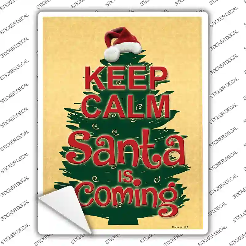 Santa Is Coming Novelty Rectangle Sticker Decal Small